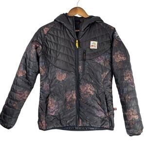 Picture Chloe Womens Puffer Jacket Reversible Black Floral Size Small